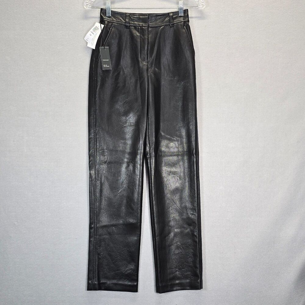 ARITZIA BABATON $148 Command Black Crop Faux Leather Pants Size 00